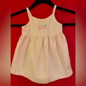 Oshkosh Baby Pink Plaid Seersucker Summer Dress Size XL (12 Months), Butterflies
